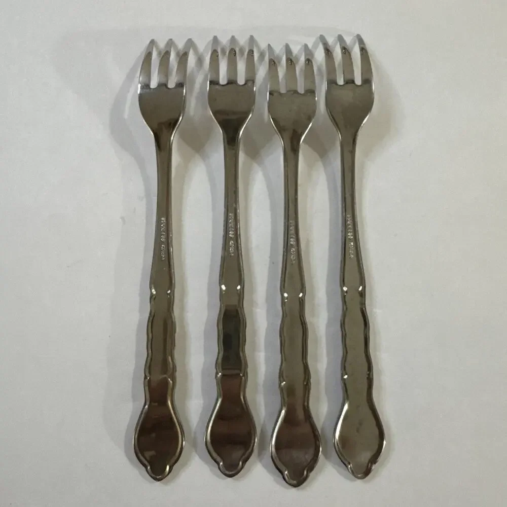 4 Vintage MCM Cocktail Forks - Estia ESI14 - 6” - Stainless Steel